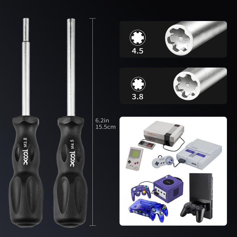 XOOL 17-in-1 Gamebit & Tri-Wing Screwdriver Repair Tool Kit, Compatible with Nintendo Switch & Joy-Con, Game Boy, NES SNES, Wii DS GBA, 3.8mm & 4.5mm Gamebit, for Xbox & PlayStation Consoles - Image 4